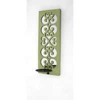 Traditional Green Candle Holder Sconce with Mirror