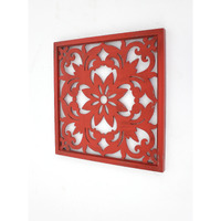 Vintage Red Floral Wall Plaque