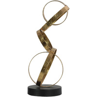 Metal Cascading Circles Abstract Sculpture with Round Base Metallic Finish Gold