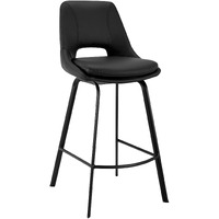 Carise Black Faux Leather and Black Metal Swivel 30" Bar Stool