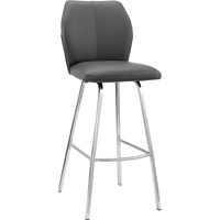 Tandy Gray Faux Leather and Brushed Stainless Steel 26" Counter Stool