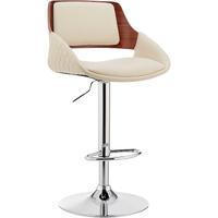 Colby Adjustable Cream Faux Leather and Chrome Finish Bar Stool
