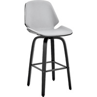 Arabela 26" Gray Faux Leather and Black Wood Swivel Bar Stool