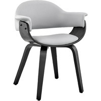 Adalyn Gray Faux Leather and Black Wood Dining Room Accent Chair