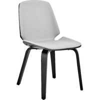 Brinley Gray Faux Leather and Black Wood Dining Room Accent Chair