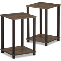 Furinno Turn-N-Tube Haydn End Table, Walnut/Brown, Set of 2