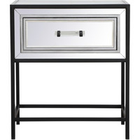 21 inch mirrored one drawer end table in black
