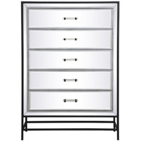 48 inch mirrored 6 drawers chest in black