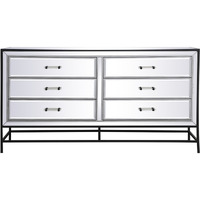 60 inch mirrored 6 drawers chest in black