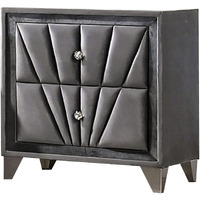 2 Drawer Fabric Frame Nightstand with Tufted Accent, Gray