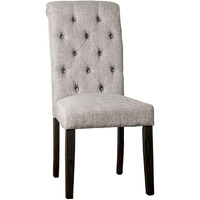 Side Chair with Button Tufted Backrest, Set of 2, Gray