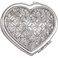 Heart Compact Mirror with Crystals, 2 3/8
