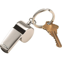 Coach Whistle Key Chain, Stainless Steel 2" L