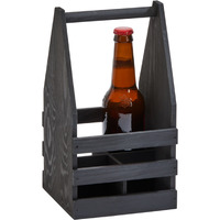 Black Wood 4 Bottle Beverage Caddy 11 X 6