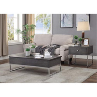 81170 Coffee Table w/Lift Top - Gray Oak & Chrome