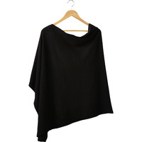Tickled Pink Solid Cotton Poncho, Black