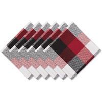 DII Cardinal Red Tri Color Check Napkin (Set of 6)