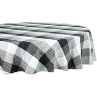 DII Black Tri Color Check Tablecloth 70 Round