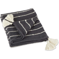 DII Mineral Gray and Off White Slub Stripe Throw