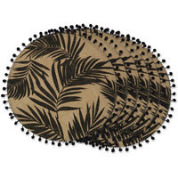 DII Black Fern Print On Natural Round Jute Placemat (Set of 6)