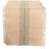 DII Artichoke Middle Stripe Burlap Table Runner 14x108 inches