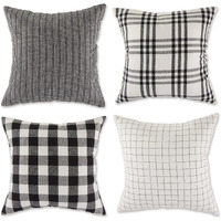 DII Asst DII Black Farmhouse Pillow Cover 18x18 inch, 4 Piece