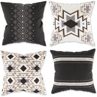 DII Black Aztec Print Pillow Cover  (Set of 4)