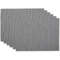DII Gray Textured Twill Weave Placemat 6 Piece