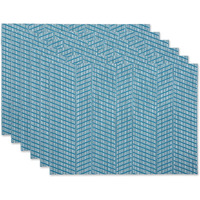 DII Storm Blue Textured Twill Weave Placemat 6 Piece