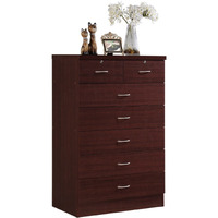 Hodedah 7-Drawer Chest with Locks on 2-Top Drawers in Mahogany