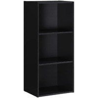 Hodedah 3-Shelf Bookcase in Black