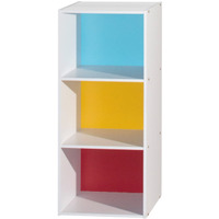 Hodedah 3-Shelf Bookcase in Rainbow