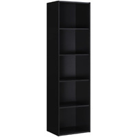 Hodedah 5-Shelf Bookcase in Black