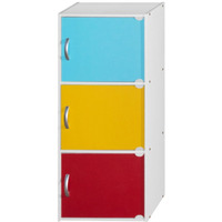 Hodedah 3-Shelf, 3-Door Bookcase in Rainbow