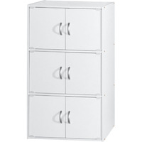 Hodedah 3-Shelf, 6-Door Bookcase in White