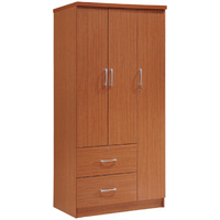 Hodedah 3-Door Armoire with 2-Drawers, 3-Shelves in Cherry