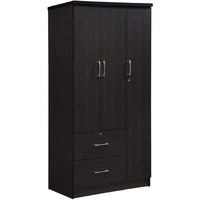 Hodedah 3-Door Armoire with 2-Drawers, 3-Shelves in Chocolate