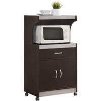 Hodedah Microwave Kitchen Cart in Chocolate-Grey