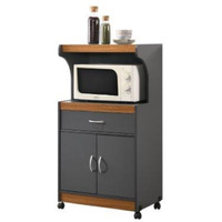Hodedah Microwave Kitchen Cart in Grey-Oak
