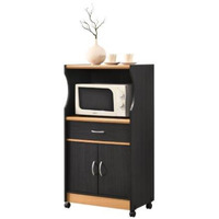Hodedah Microwave Kitchen Cart in Black-Beech