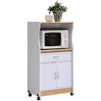 Hodedah Microwave Kitchen Cart in White
