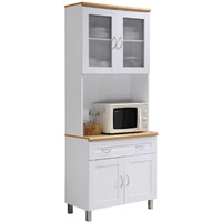 Hodedah Kitchen Cabinet with Top and Bottom Enclosed Cabinet Space in White