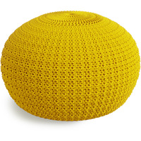 Sonata Round Knitted Pouf in Yellow Recycled PET Polyester