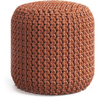 Wynne Round Knitted Pouf in Orange Recycled PET Polyester