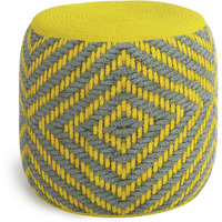 Kent Round Woven Pouf in Grey and Yellow Recycled PET Polyester