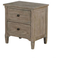 2 Drawer Wooden Nightstand with Round Knobs, Gray