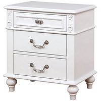 Nightstand with 3 Drawers and Built In USB Port, White