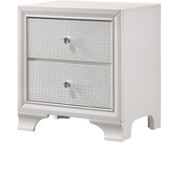 Nightstand with Textured Pattern and 2 Drawers, White