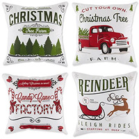 DII Asst Christmas Prints Pillow Cover 18x18 inches (Set of 4)