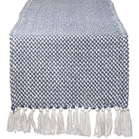 DII French Blue Woven Table Runner 15x108"